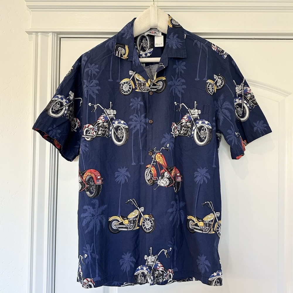 Pacific Legends Hawaiian Shirt Men's Large L Motorcycles Choppers